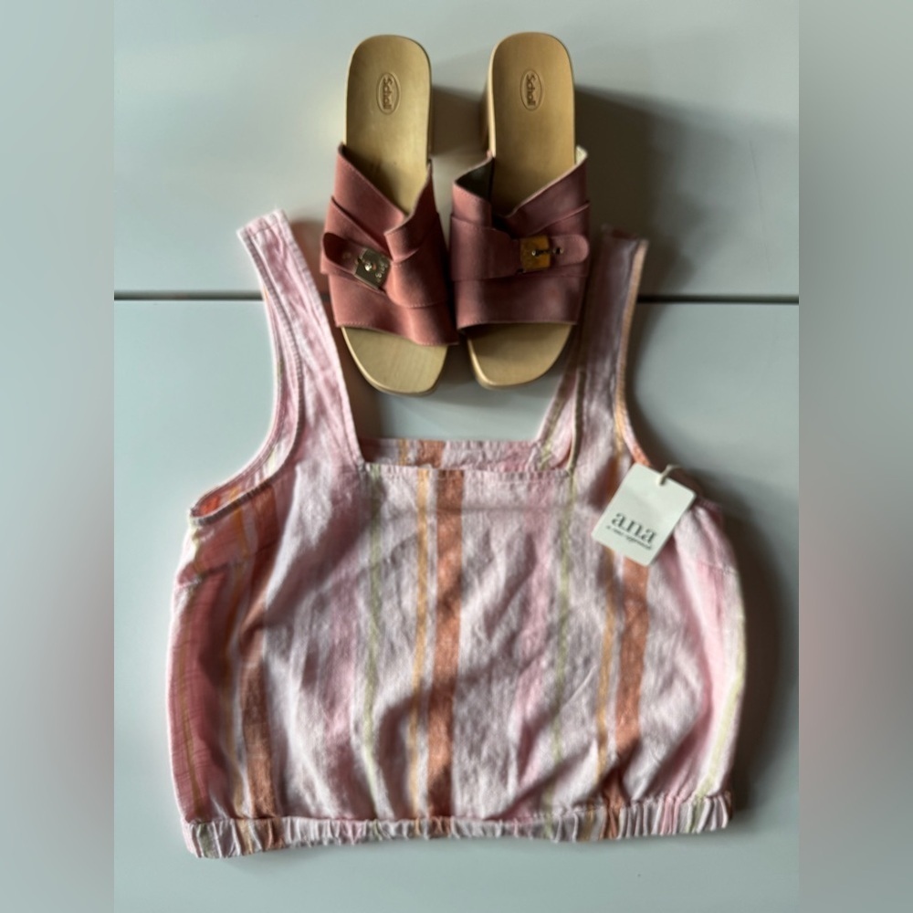 a.n.a NWT Pink and Brown Striped crop tank Top - Picture 4 of 7